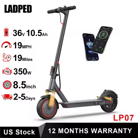 8.5'' LADPED LP07 Electric Scooter 350W 19mph Max Speed APP Smart Control Dual Suspension 19miles Ma