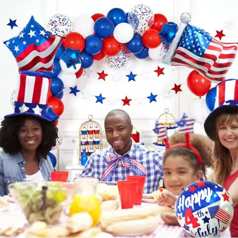 2/3pcs American Independence Day 250th Anniversary Balloon Party Decoration USA Star Spangled Banner