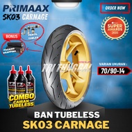 PRIMAAX SK03 CARNAGE TIRES Ring 14 PRIMAAX TIRES Ring 14 TUBELESS (70/90-14) AUTOMATIC MOTORCYCLE TI