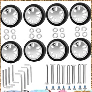 8pcs Luggage Wheels Replacement Kit,Dia 2in/50mm Thick 0.47in/12mm Resistant Rubber Mute Caster Repl