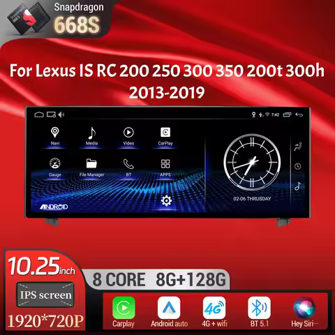 10.25"Android 14 For Lexus IS RC 200 250 300 350 200t 300h 2013-2019 Car Radio Multimedia CarPlay Sn