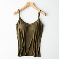 Japan Bra Top For Women with chest pad Camisole Plus Size Round Neck T Shirts Lady Causal Chest Pad