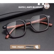 Unisex Men's and Women's Glasses with Wood Pattern 75236 Anti-Radiation, Blueray, Photochromic, Blue