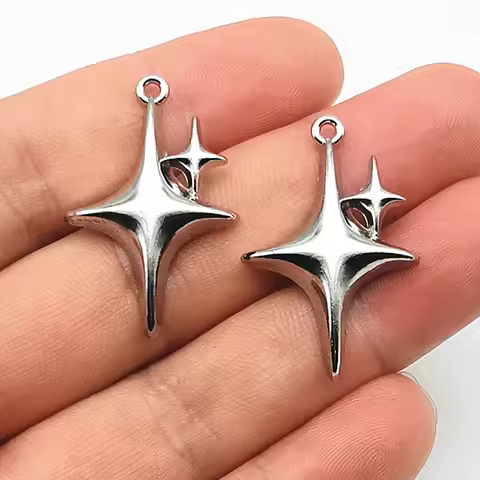 7pcs 35*12.5mm Zinc Alloy Silver Color Star Charms Pendant Designer Charms Fit Jewelry Making DIY Je
