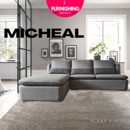 [ i FURNISHING ] Water Resistant Fabric Sofa 3 Seater L Shape/Washable Cover Sofa/Sofa Kain/Sofa l S