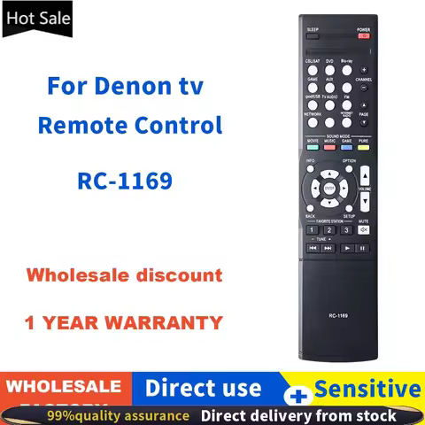 ZF applies to RC-1169 New for Denon Remote Control Audio/Video Receiver AVR1613 AVR1713 1912 1911 RC