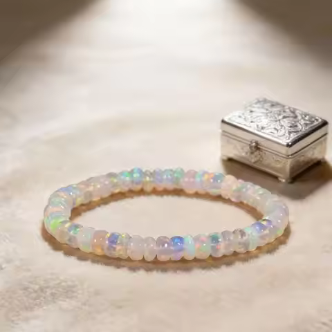 Natural Ethiopian Opal Bracelet, Stretchable Bracelet, Smooth Bracelet, Jewelry, Beads Bracelet