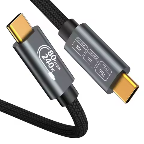 Thunderbolt 5 USB 4.0 Extension Cable Type-C Data 240W Fast Charging 16K Video Cable Super Speed Dat