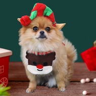 DY Loving Christmas Pet Bib Saliva Bib with Strap Santa Claus Shape Cute Cat Knitted Collar Adjustab