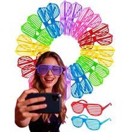 24pcs Retro Shutter Shades Glasses, 80s 90s Venetian Blind Style Glasses, Neon Party Glasses Decorat