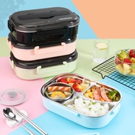 ♟♣ 1300ml Stainless Steel 304 Lunch Box With Soup Bowl Leak Proof Bento Dinnerware Set Microwave Adult Student Food Container