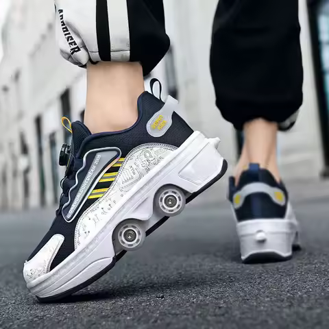 4 Wheels Deformation Roller Skates, Parkour Sneakers, Roller Skating Shoes, Street Urban Fitness Rol