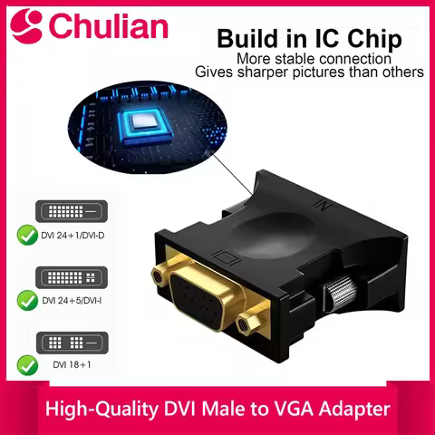 With IC High-Quality DVI Male to VGA Adapter for Clear Display 24+1 DVI-I Male to VGA Female Adapter