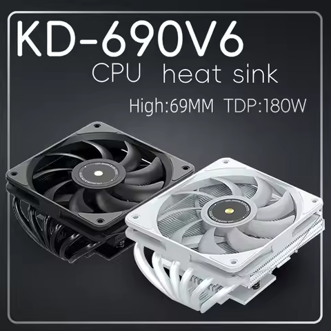 Kimdoole 690V6 CPU Cooler Low Profile 69mm Height 6 Heatpipes For HTPCs ITX And Small Form Factor Bu