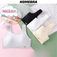 Combo of 3 high-quality student bras with breathable mesh - Set of 3 women's sports bras with thin, 