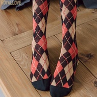 Royal Women's Ribbed Knee Socks - Preppy Argyle Pattern