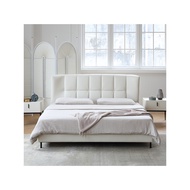 MOYU MOYU/Evisa Genuine Leather Bed French Cream Style Master Bed Wedding Bed Italian Minimalist Mod