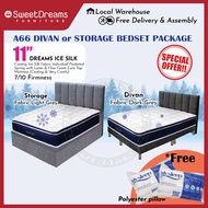 A66 Bed Frame + 11" Ice Silk Cooling Latex TOP Mattress Bundle Package | Storage | Divan | 4 Size Available