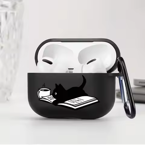 Case For Airpods 2 Pro3 4 Pro2 1 3 Pro Earphone Cases Cover Cute Cartoon Cat Book