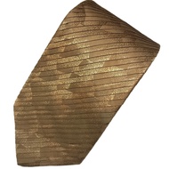 Brown Pleated Silk Tie With Built-In Pattern Quality Brand Standard Size 10 X 150 cm (4 Inches)