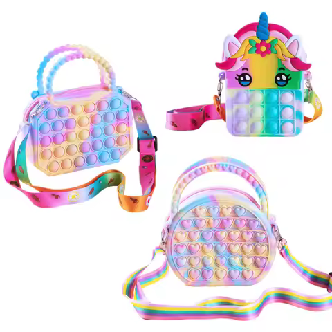 Pop Purse Silicone Sensory Push Pop Bubble Bag Crossbody Bag Antistress Toys Reliver Autism Handbag 
