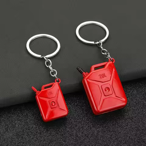 Fashion Red 20L Oil Drum Barrel Keychain Metal Simple Keyring Personality Car Key Chain Gifts New in