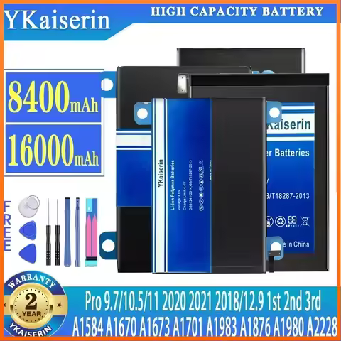 YKaiserin Battery For ipad Pro 9.7 10.5 11 2020 2021 2018 12.9 1st 2nd 3rd A2228 A1980 A1673 A1584 A