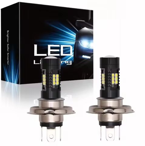 2PCS H4/9003 White LED Bulbs with 360° Illumination, 6000K Brightness for Vehicle Exterior Lighting,