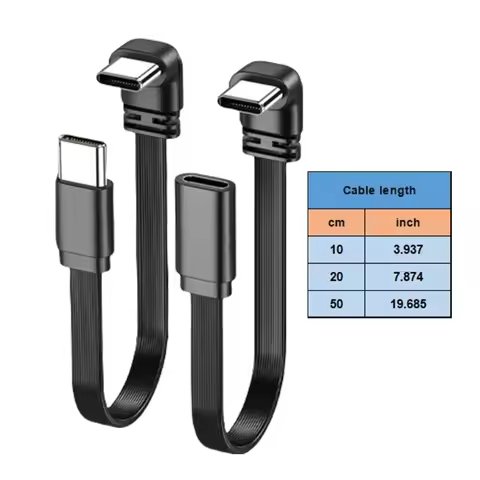 Silicone Flat 240W USB C Cable USB C Male to Female Cable For Gaming Laptops And Docking Stations 10
