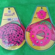 MUTARRU WAVE/XRM125 428-110L 34T-14T PINK CHAIN SPROCKET SET