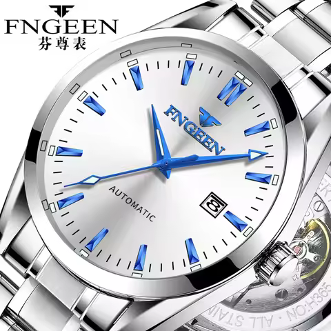 FNGEEN Mens Automatic Mechanical Watches Self Windign Male Clock Luminous Fashion Business Watch Cas