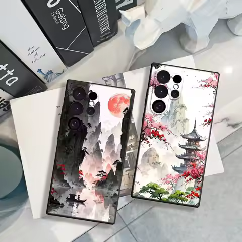 Japanese Style Art Phone Case For Samsung Galaxy S24 23 21 S25 Ultra Plus S24 22Plus A15 25 35 A54 A