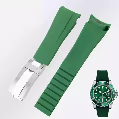 20mm 21mm Rubber Watchband accessory for Rolex Submariner DAYTONA GMT Yacht-Master Silicone Strap Bl