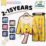 Baju Tidur Lengan Panjang Budak Kanak Kanak Perempuan Kids Pajamas Set Long Sleeve 2 - 15 Years