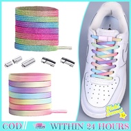 1M Rainbow Glitter Elastic ShoeTALI with Metal Capsules forsepatu anak and Adults shoelace elastic