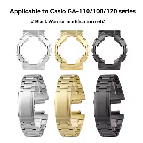 DIY Upgrade modification Cool Black Gold Metal Mod Kit for Casio G-Shock GA-100/110/120 Full Steel C