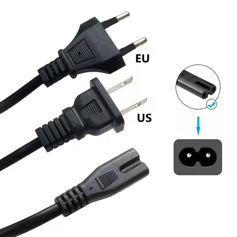 Power Cable, IEC C7 AC Power Cord 1.5m for LED TV, PS4, Xbox, Soundbar, Camera, Laptop, EU Plug 250V