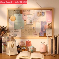 Cork Board - ขอบสีธรรมชาติ กระดานแฮนเมด กระดานไม้ก๊อก ขนาด 60x90 CM กระดานไม้ก๊อก บอร์ดไม้ก๊อก แผ่น 