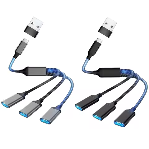 USB 1 to 3 Extension Cable, 1-in-3-out, USB-C 1 Male to 3 Female Adapter, USB Multifunctional Fast C