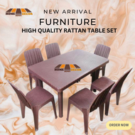 HDD Brown Plastic rattan dining set table and chair (4seater) or (6seater