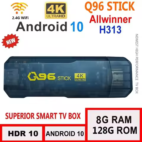 1PC Q96 8GB+128GB Dongle Smart TV Box Android Allwinner 2025 Quad Core 2.4G WIFI 4K HD Top Box TV St