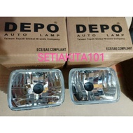 TOYOTA HIACE VAN LH112 LH113 HEAD LAMP/LAMPU BESAR SQUARE SEAL BEAM H4 6052(DIAMOND/CRYSTAL)