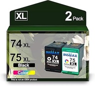 74XL 75XL Ink Cartridge Remanufactured for HP 74 75 Ink Cartridges Combo Pack High Yield for HP Desk