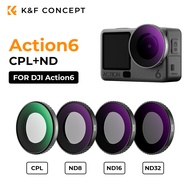K&F CONCEPT Action Camera Filter Set (CPL+ND8+ND16+ND32) for DJI  ACTION6 Waterproof and Scratch-res