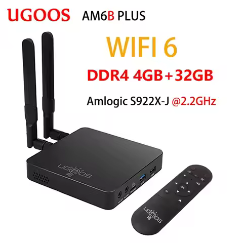 UGOOS AM6B PLUS Amlogic S922X-J 2.2GHz Smart TV Box 4GB DDR4 32GB ROM Android 9.0 Wifi 6 1000M BT 4K