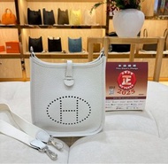 門市現貨Hermes mini evelyne craie 奶昔白 銀扣 K stamp