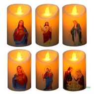 inter Jesus Christ Candles Lamp LED Tealight Romantic Pillar Light Creative Flameless