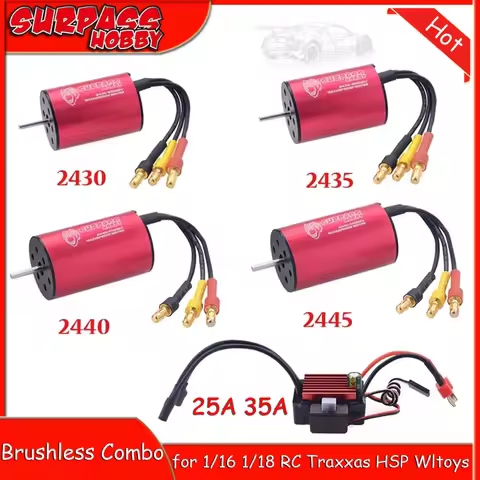 KK 2430 2435 2440 2445 Waterproof Brushless Motor 25A 35A ESC Combo for Traxxas HSP Wltoys 1/16 1/18