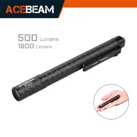 ACEBEAM PT20 Penlight Compact Flashlight 500 Lumens 80 Meters Compatible With 2 AAA Batteries 3 Brig