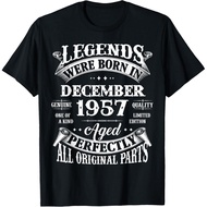 Men's cotton T-shirt 66th Birthday Gift Legends Born In December 1957 66 Yrs Old T-Shirt